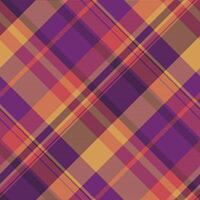 Presentation fabric textile pattern, daisy plaid background texture. Ragged tartan seamless check in purple and red colors. vector