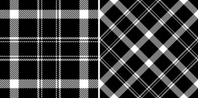 Fabric pattern background of plaid texture seamless with a tartan textile check . Set in monochrome colors. Flannel shirt outfit ideas. vector