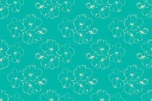 Elegant floral pattern featuring stylized creamcolored flowers on a teal background. Perfect for textile design, wallpaper, or website backgrounds. A sophisticated and versatile design. vector