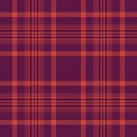 Club check textile, madras seamless tartan texture. Blanket plaid pattern fabric background in red and pink colors. vector