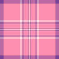 Manufacture fabric check tartan, small pattern background seamless. Thin plaid textile texture in pink and red colors. vector