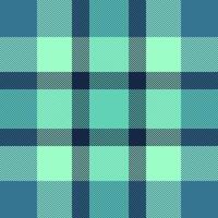 Spring check tartan textile, sample background seamless texture. Performance pattern plaid fabric in cyan and green colors. vector