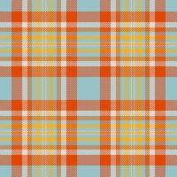 Greeting check texture fabric, simplicity seamless plaid textile. Network background tartan pattern in pastel and orange colors. vector