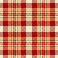 Vibrant autumnal plaid pattern in warm red, peach, and cream tones. Perfect for textile designs, fallthemed projects, or creating a cozy and rustic aesthetic. vector