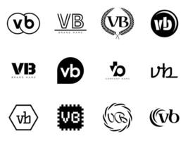 VB logo company template. Letter v and b logotype. Set different classic serif lettering and modern bold text with design elements. Initial font typography. vector