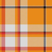 Square pattern plaid textile, 30s check fabric. Mat tartan background seamless texture in orange and gainsboro colors. vector