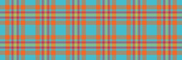 Native background tartan fabric, warmth pattern plaid texture. Sofa seamless check textile in cyan and orange colors. vector