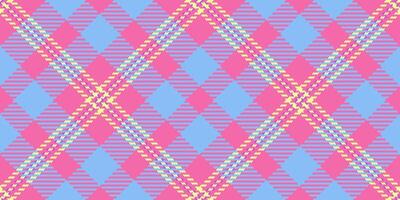 Handmade textile background tartan, linen pattern check. Striped seamless fabric plaid texture in pink and blue colors. vector