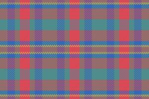 Fire pattern textile, full background plaid fabric. Fluffy tartan seamless check texture in red and teal colors. vector