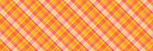 Handmade plaid texture, shape background pattern fabric. Graphical textile seamless tartan check in orange and red colors. vector