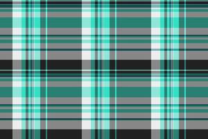 Vibrant teal, gray, and black plaid pattern. Perfect for textile design, website backgrounds, or fashion projects. Clean, modern aesthetic. Ideal for creating stylish and eye-catching visuals. vector