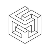 Stylish geometric cube illustration, minimalist line art design. Perfect for modern branding, website backgrounds, or abstract art projects. Clean, simple, and visually captivating. vector