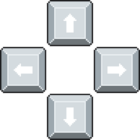Gaming Arrow Keyboard Keycaps. Game Control buttons. Contoured Pixel Game icon. png