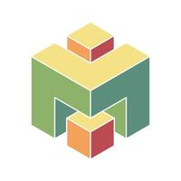 Stylish abstract geometric design featuring interlocking cubes in muted earth tones. Ideal for presentations, branding, or website backgrounds. Clean, modern aesthetic. vector