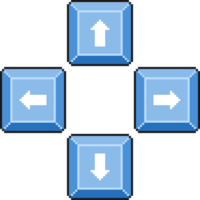 Game Control buttons. 3 D buttons with arrows. Contoured Pixel Game icon. Gaming Arrow Keyboard Keycaps png