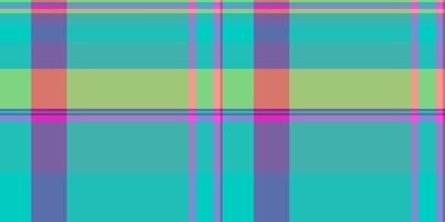 Backdrop seamless texture pattern, asymmetric tartan plaid . Canadian background check fabric textile in teal and violet colors. vector