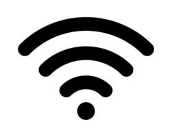 Bold black Wi-Fi symbol on white background. Perfect for app icons, website design, or tech presentations. Clean, modern style ensures versatility across various projects. vector