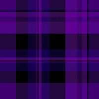 Teen texture pattern seamless, grid tartan fabric textile. Mid check plaid background in violet and black colors. vector