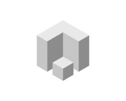 Abstract isometric illustration featuring gray cubes. Perfect for presentations, websites, or tech-related designs needing a clean, modern aesthetic. vector