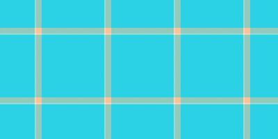 Guy check fabric plaid, copy space textile seamless pattern. Masculine tartan texture background in cyan and orange colors. vector
