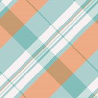 Stylish diagonal plaid pattern in soft peach, teal, and white. Perfect for textile design, backgrounds, or website banners. vector