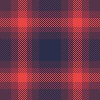 Sixties textile check background, warmth tartan texture . Fit plaid seamless pattern fabric in red and pink colors. vector