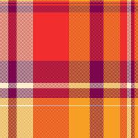 Vibrant autumnal plaid pattern in warm orange, red, and purple hues. Perfect for fallthemed designs, textile prints, or website backgrounds. vector