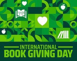 International Book Giving Day geometric shape pattern background banner or poster design template. observed every year in February. Holiday concept. Use to any Template, card, poster, placard. vector