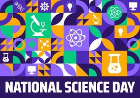 National Science Day geometric shape pattern background with new design vector