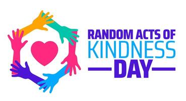 Random Acts of Kindness Day background banner or poster design template. observed every year in February. Holiday concept. Use to any Template, card, poster, placard, template. vector