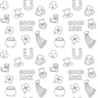 Seamless pattern with doodle pack with icons for St. Patrick's Day. vector