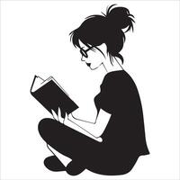 Girl Reading Under Soft Light Illustration vector