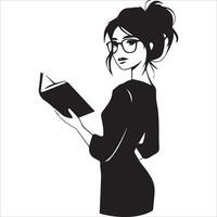Girl Surrounded by Books Illustration vector