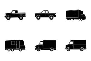 Trucks silhouette bundle for transport and vehicle design projects vector