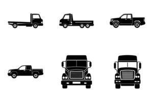 Silhouette bundle of popular trucks for vehicle and design use vector