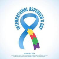 International Asperger's Day background with a ribbon and puzzle vector