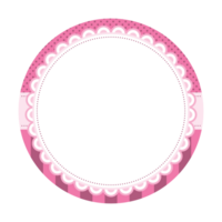 Simple Delicate Pink Circular Frame Blank Sticker Layer Base Background with Scalloped Border and Polka Dots png