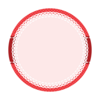 simples elegante vermelho circular em branco adesivo camada base fundo Projeto apresentando intrincado renda fronteira e pontos sutil padronizar png
