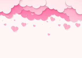 Heart paper and cloud background vector