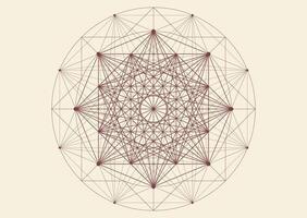 Sacred Geometry symbol, wireframe style. Geometric mystic mandala of alchemy esoteric octagon. Mystical eight pointed star outline divine meditative amulet isolated on vintage background vector