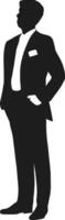Businessman Silhouette in Formal Suit Standing in Profile View vector