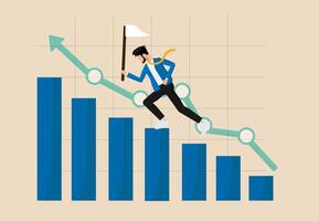 businessman running on the graph chart vector
