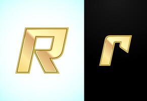 Capital and small alphabet R in gold color. Graphic alphabet symbol for corporate business identity vector