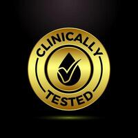 Clinically tested icon design, Clinically proven label sign symbol in gold color style vector