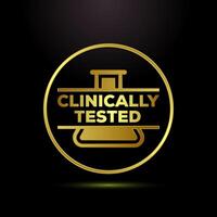 Clinically tested icon design, Clinically proven label sign symbol in gold color vector