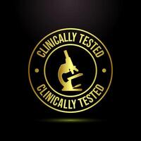 Clinically tested icon design, Clinically proven label sign in gold color style vector