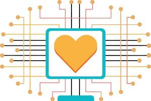 Digital Heart Connected Love, Circuitry, Technology, and Affection vector