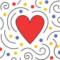 Red Heart Abstract Art Colorful Swirls Dots Design vector