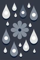 Abstract Raindrops Falling on a Simple Flower Design vector