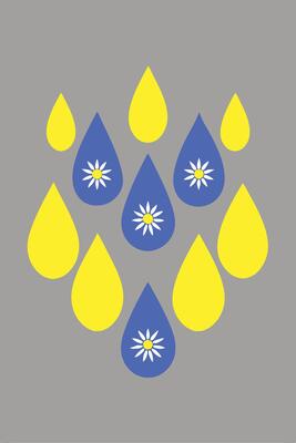Yellow and Blue Raindrops with Daisies Natures Gentle Rain